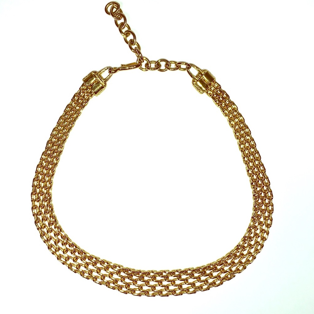 Monet Gold Tone Woven Chain Choker Necklace